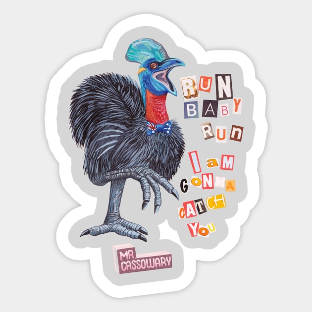 Mr Cassowary Sticker by ruta13art